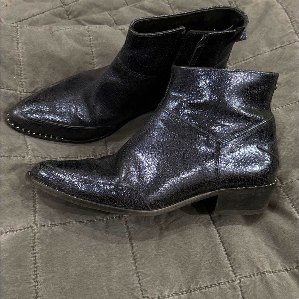 Floris Van Bommel metallic shine dark blue  Ankle cowboy boots leather sz40